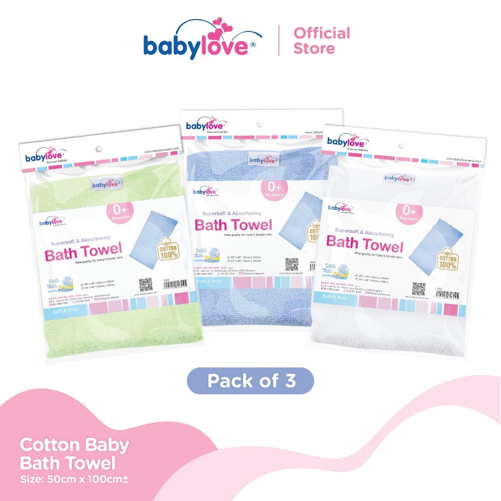 Babylove Tuala Bayi | Cotton Baby Towel (100% Cotton) 50cm x 100cm