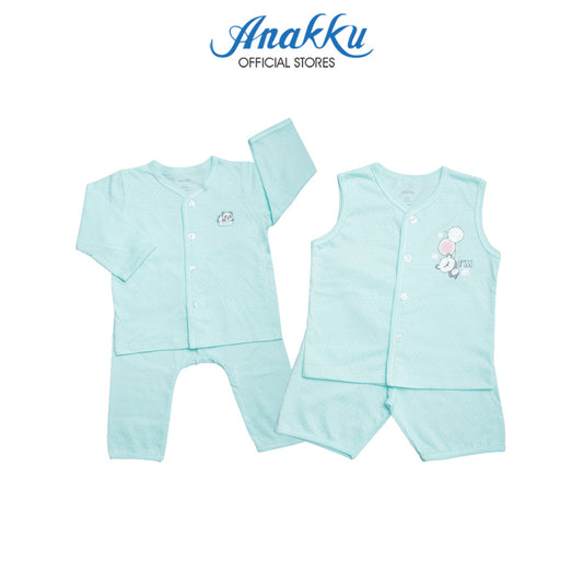 Anakku [0-12M] Newborn Baby Boy Jacquard Clothing Suit Set Baju Bayi Lelaki EAK862-2