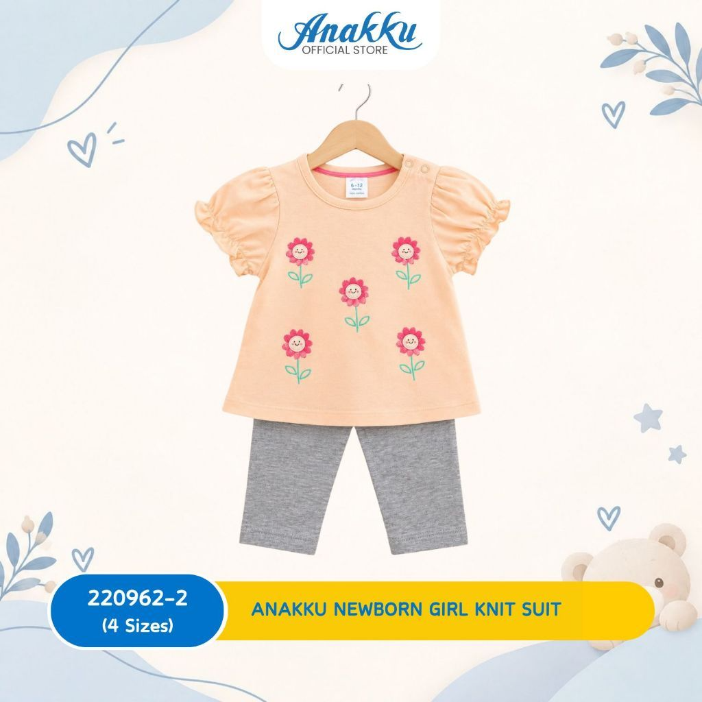 Anakku Girls Knit Suit/Set Baju & Seluar Bayi Perempuan -Top & Bottom (3 Mth to 24 Mth)