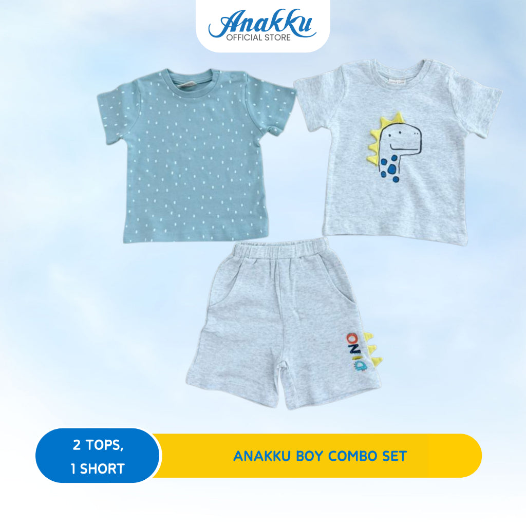 ANAKKU Baju Baby Boy Kids Clothes Knit Combo 2 TOP & 1 BOTTOM (6-24MONTHS)