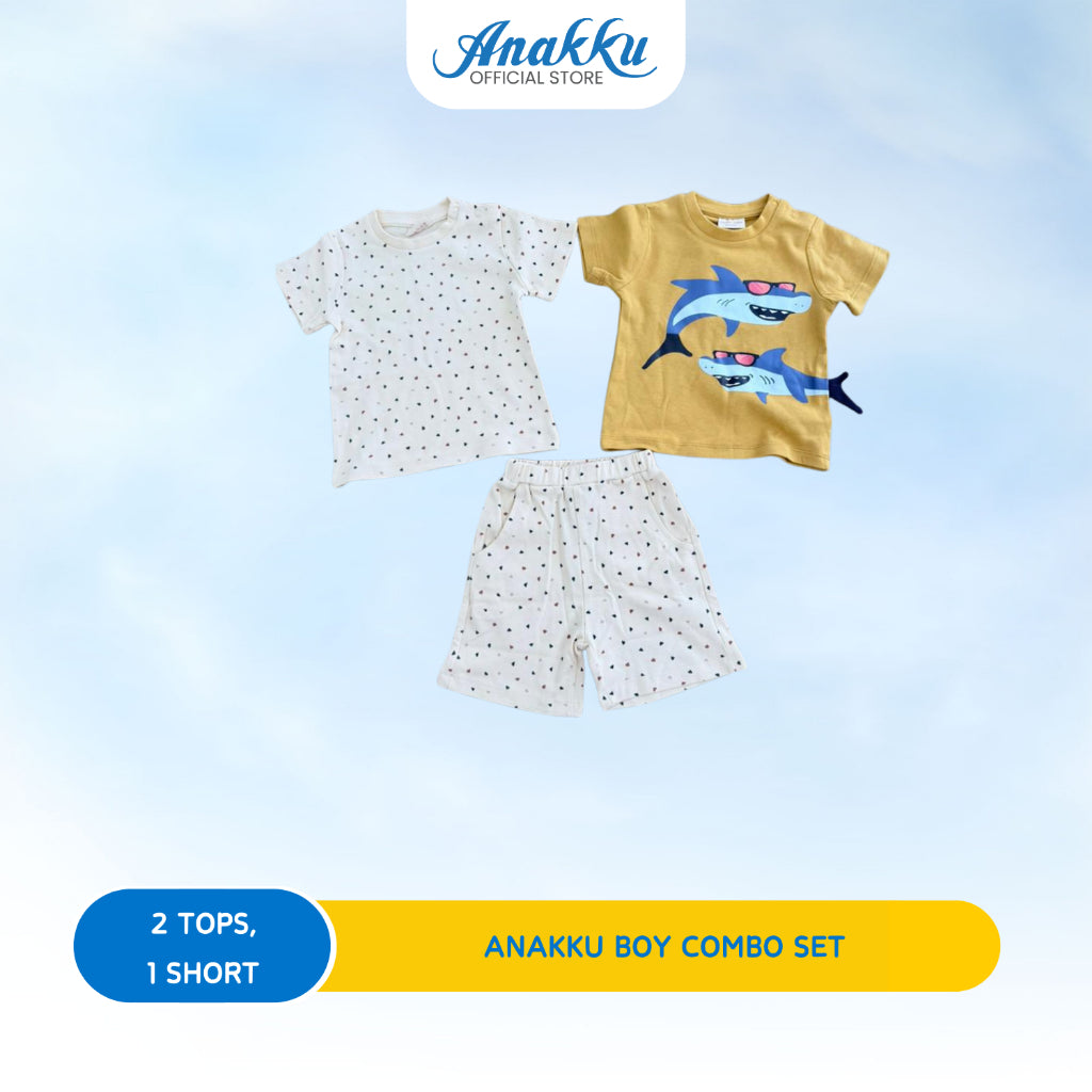 ANAKKU Baju Baby Boy Kids Clothes Knit Combo 2 TOP & 1 BOTTOM (6-24MONTHS)