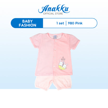 Anakku [0-12M] Baby Girl Newborn Basic Mix Eyelet Suit Set Baju Bayi Perempuan EAK979-2