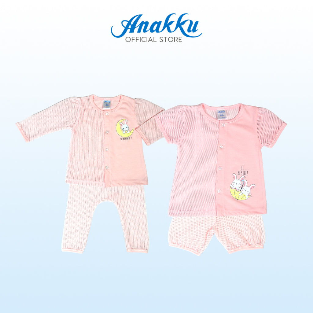 Anakku [0-12M] Baby Girl Newborn Basic Mix Eyelet Suit Set Baju Bayi Perempuan EAK979-2