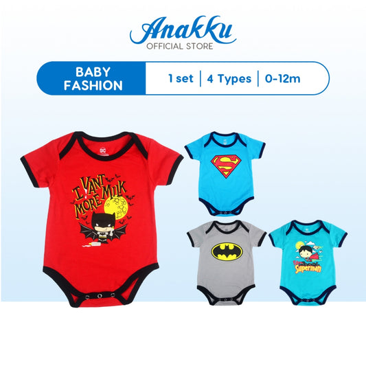 Anakku [0-12M] DC Superhero Baby Boy Short Romper Bodysuit Baju Bayi Lelaki EDC884