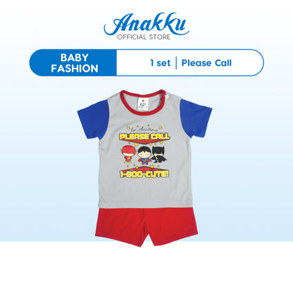 Anakku [0-12M] DC Supehero Baby Boy Newborn Clothing Suit Set Long Sleeves Clothes Pyjamas Sleepwear Singlet EDC954-2