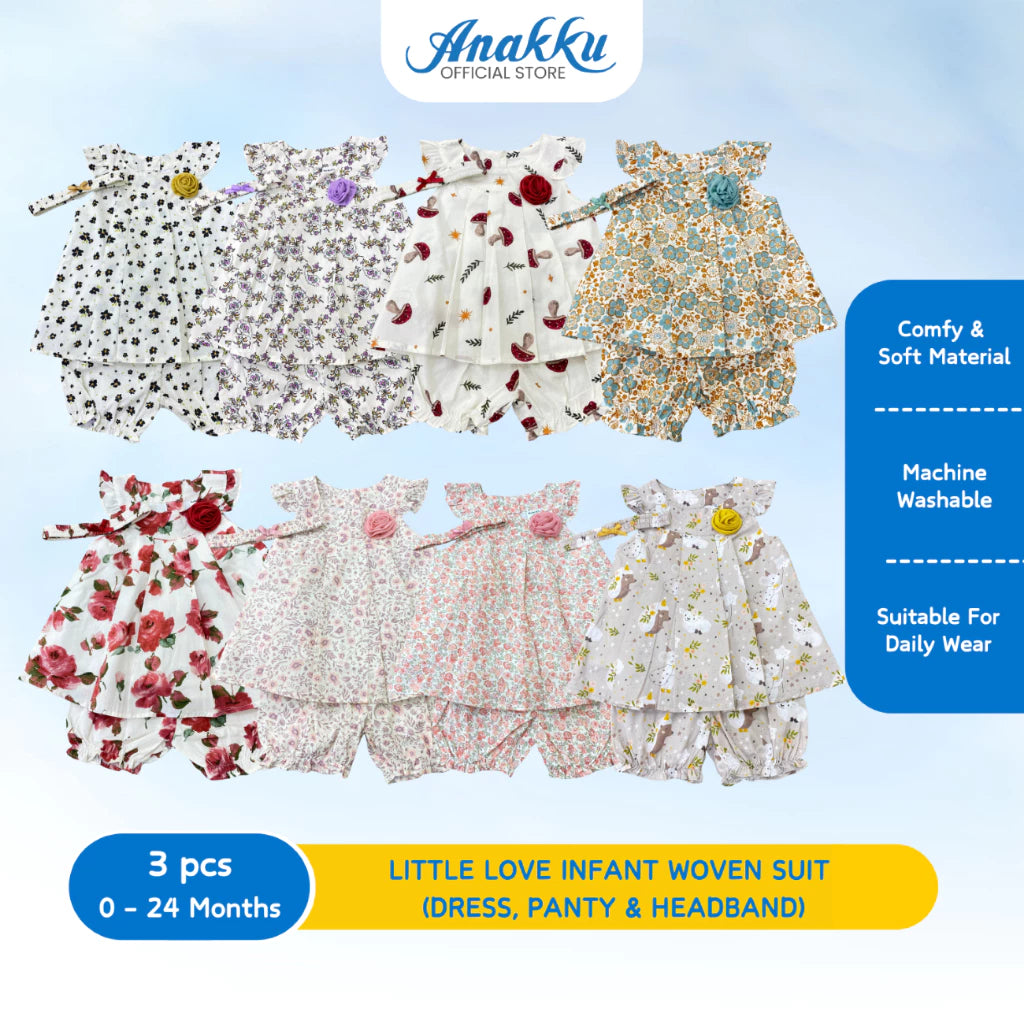 ANAKKU INFANT WOVEN SUIT (DRESS, PANTY & HEADBAND) 0-24 Months - SH250032-2