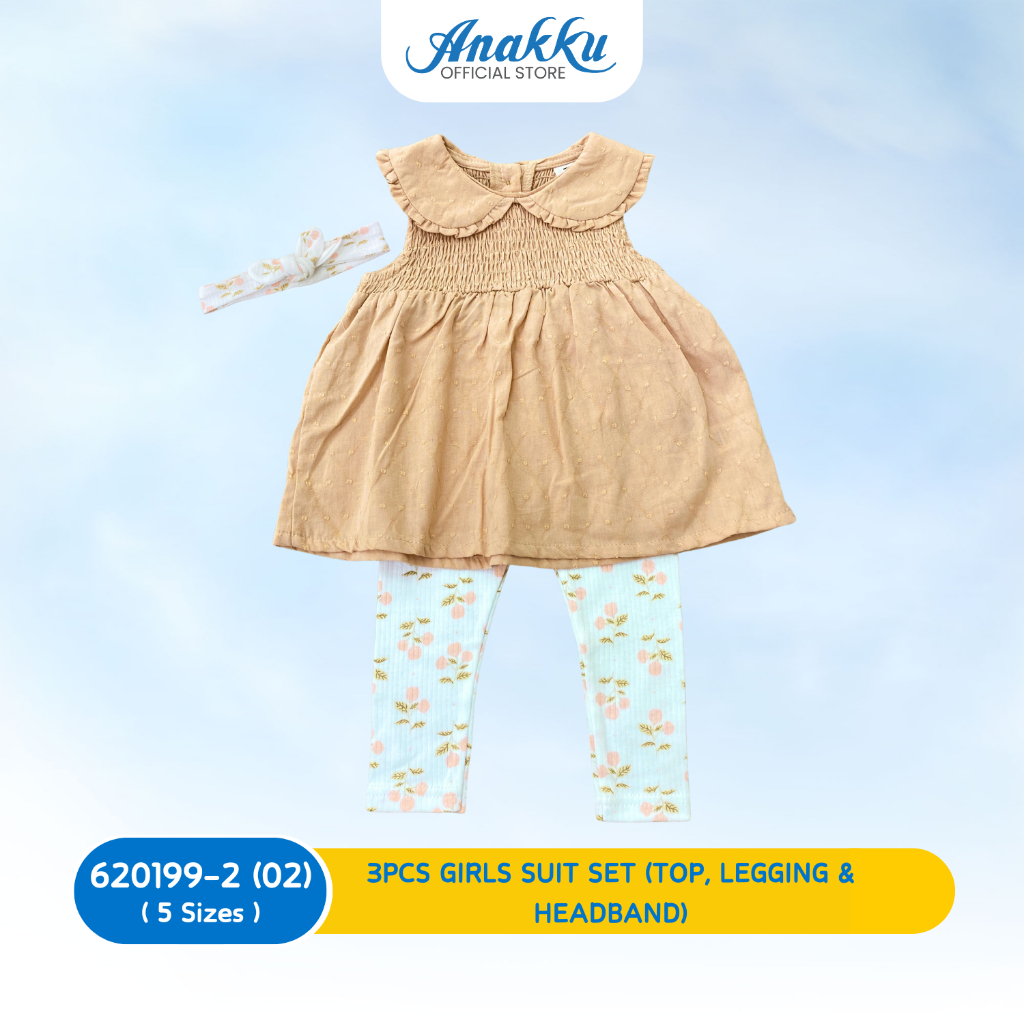 3PCS BABY GIRLS SUIT SET (TOP, LEGGING & HEADBAND) - 620199-2