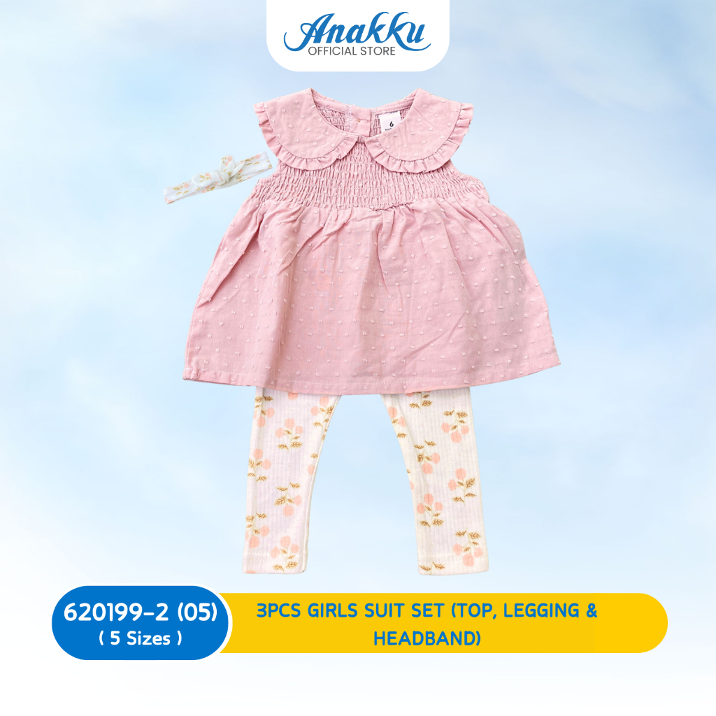 3PCS BABY GIRLS SUIT SET (TOP, LEGGING & HEADBAND) - 620199-2