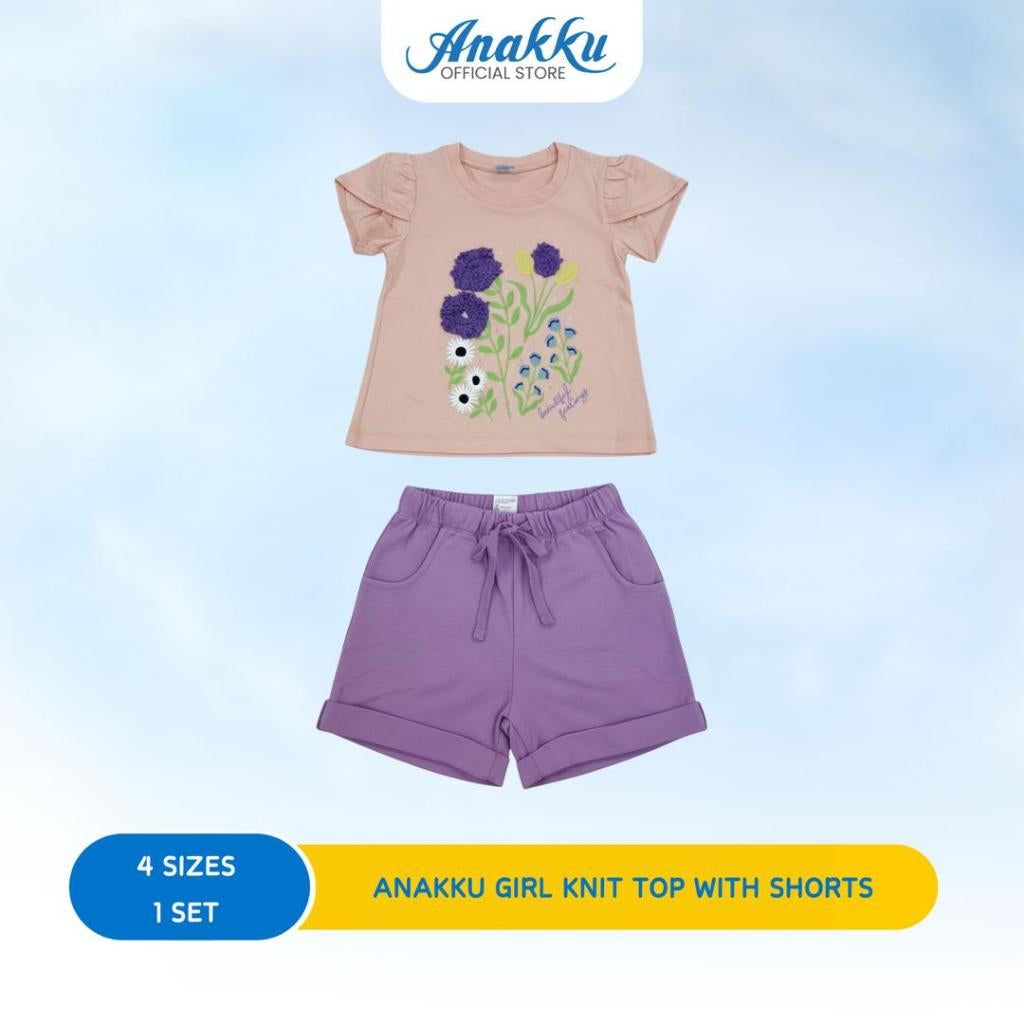 ANAKKU GIRLS KNIT SUIT -SHORT or LONG SLV SLV TOP & SHORT/LONG PANT/LEGGING( 1 yr to 5 yrs)