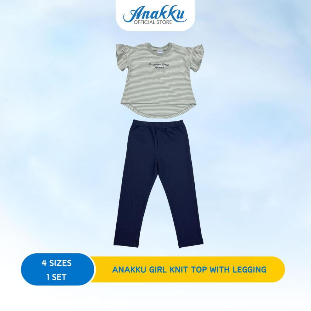 ANAKKU GIRLS KNIT SUIT -SHORT or LONG SLV SLV TOP & SHORT/LONG PANT/LEGGING( 1 yr to 5 yrs)
