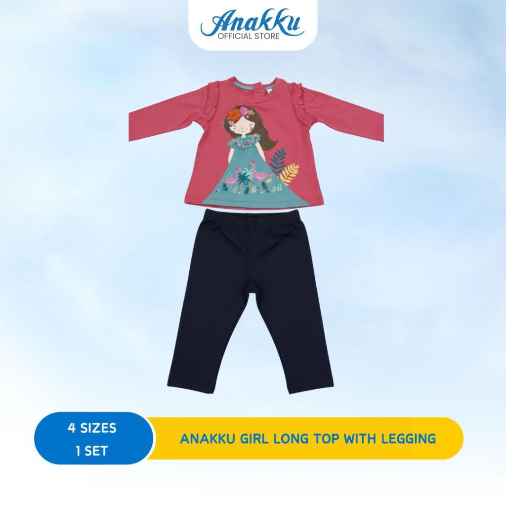 ANAKKU GIRLS KNIT SUIT -SHORT or LONG SLV SLV TOP & SHORT/LONG PANT/LEGGING( 1 yr to 5 yrs)