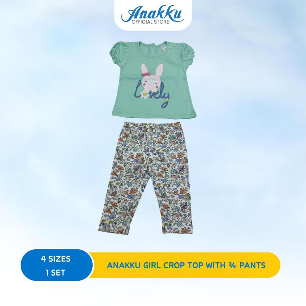 ANAKKU GIRLS KNIT SUIT -SHORT or LONG SLV SLV TOP & SHORT/LONG PANT/LEGGING( 1 yr to 5 yrs)