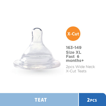 Anakku 2pcs Silicone Wide Neck X-Cut Teats (6 months+)