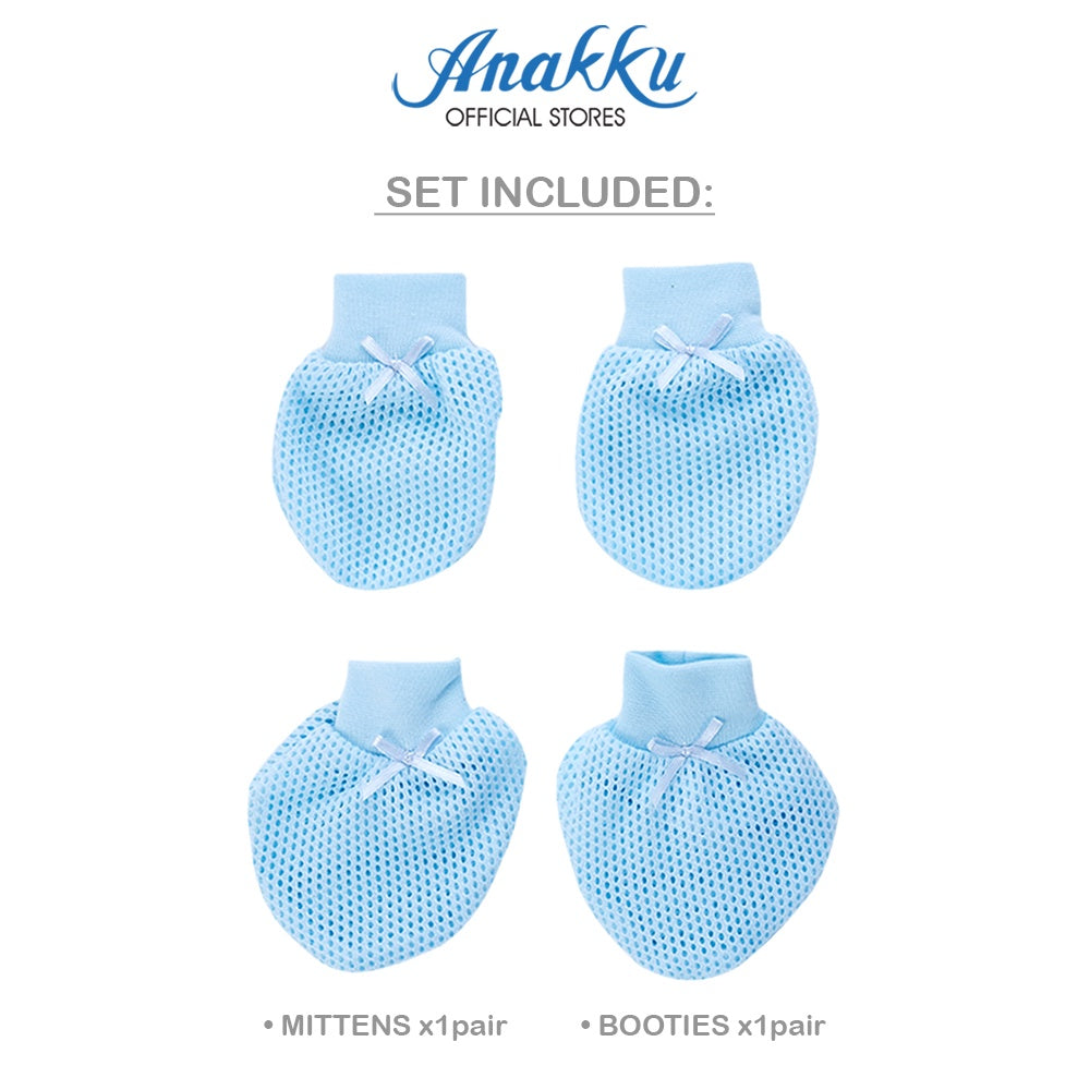 Anakku Newborn Baby 2 in 1 Eyelet Mitten and Booties Set | Set Sarung Tangan/Kaki Bayi EAK544-46