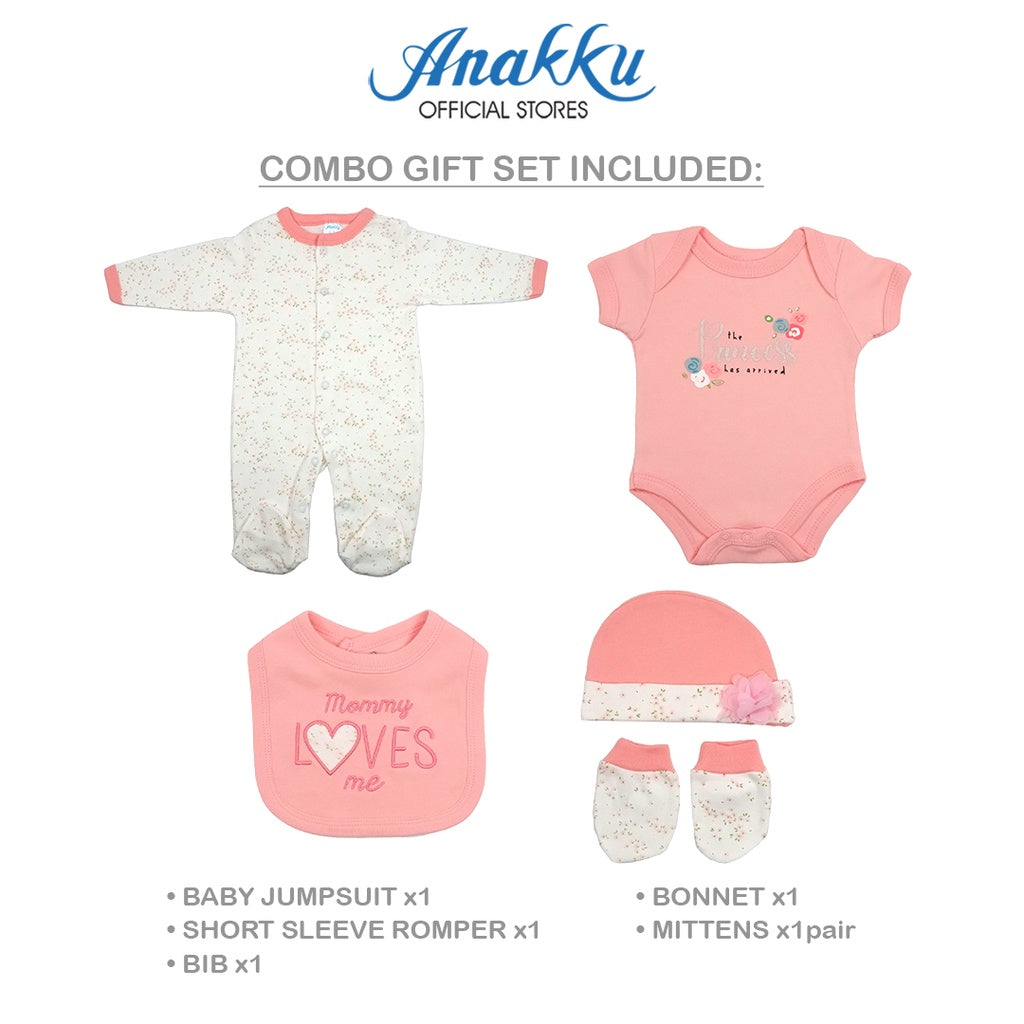 Anakku [5pcs/set] Newborn Baby Girls Combo Gift Set [0-9M] Set Hadiah Bayi Perempuan EAK686-1