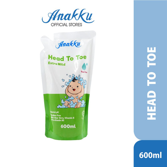 Anakku Baby Bath Extra Mild HEAD TO TOE Refill pack (600ml) | Sabun Mandian Bayi HEAD TO TOE Pek Isi Semula 175-060