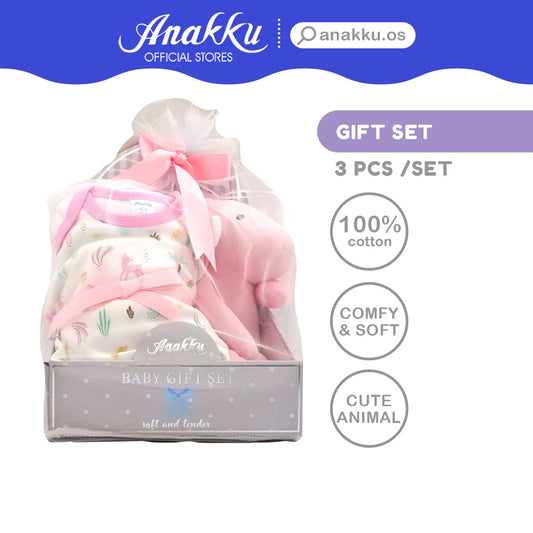 Anakku [3pcs/set] Newborn Baby Girl Hamper Gift Set [0-3M] Set Hadiah Bayi Perempuan EAK701-1
