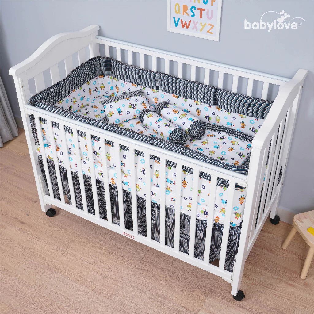 Babylove 7 dalam 1 Set Katil Bayi Premium | Set Tilam Lengkap | 7 in 1 Bedding Set (100% Cotton)