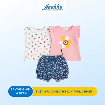 Anakku Girl Combo set (2 x Tops, 1 Short) - EAK1165-2