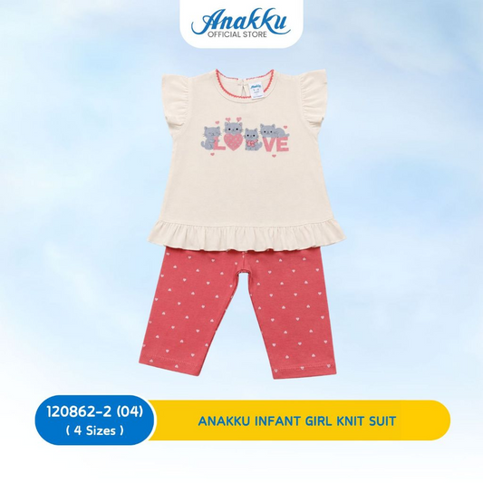 Anakku Girls Knit Suit- Top & Bottom (6 Mth to 24 Mth) - 120862-2(01 - 06)