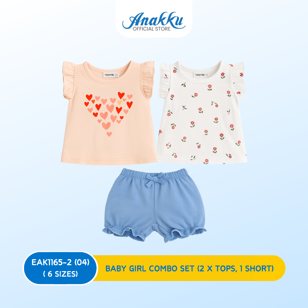 Anakku Girl Combo set (2 x Tops, 1 Short) - EAK1165-2