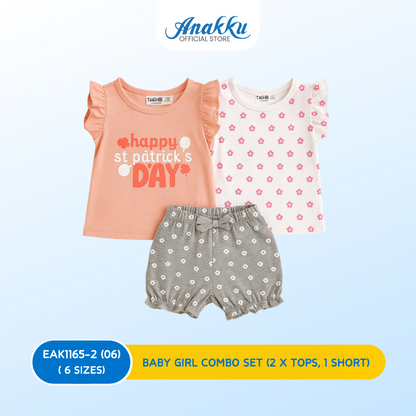 Anakku Girl Combo set (2 x Tops, 1 Short) - EAK1165-2