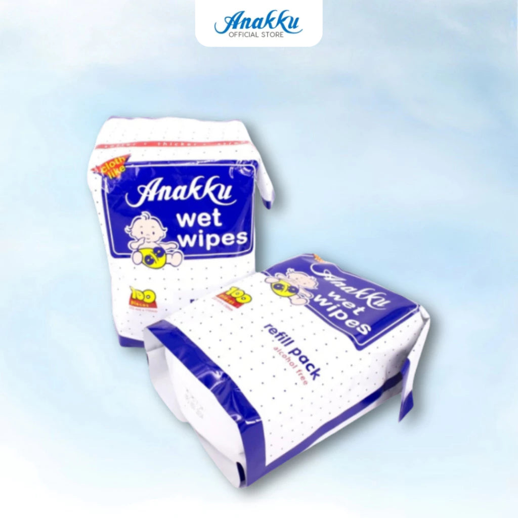 Anakku Baby Wipes Wet Tissue/Tisu Basah Bayi - Refill Pack (100's x 2 Packs) 175-6003