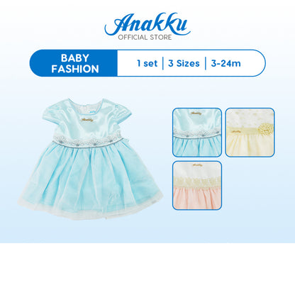 Anakku [3-24M] Newborn Baby Girl Party Dress Short Sleeve Dress Pakaian Bayi Perempuan EAK835-2