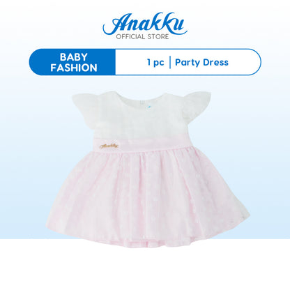 Anakku [3-24M] Newborn Baby Girl Party Dress Puff Sleeve Dress Pakaian Bayi Perempuan EAK836-2