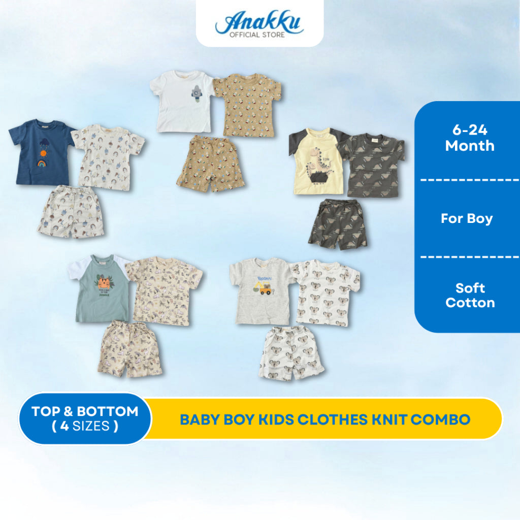 ANAKKU Baju Baby Boy Kids Clothes Knit Combo 2 TOP & 1 BOTTOM (6-24MONTHS) - 520613-2 (01-05)