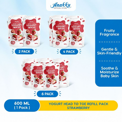 ANAKKU Baby Head To Toe Yogurt Body Wash Baby Bath Refill Pack Sabun Mandian Bayi - 2/4/6 packs