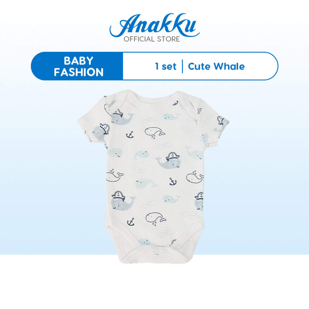 Anakku [0-12M] Newborn Baby Boy Short Sleeve Romper Bodysuit Baju Rompers Bayi Lelaki EAK827-2