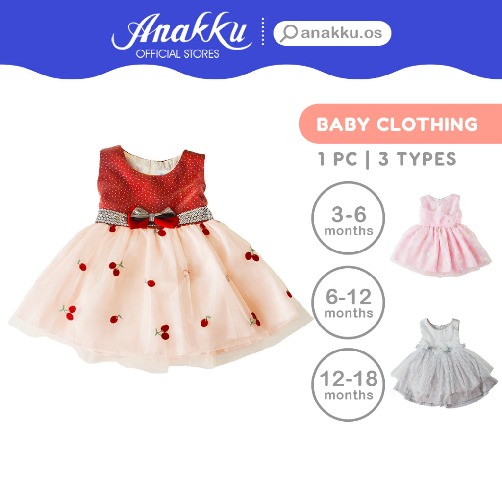Anakku [3-18M] Newborn Baby Girl Party Dress Sleeveless Dress Pakaian Bayi Perempuan EAK710-2
