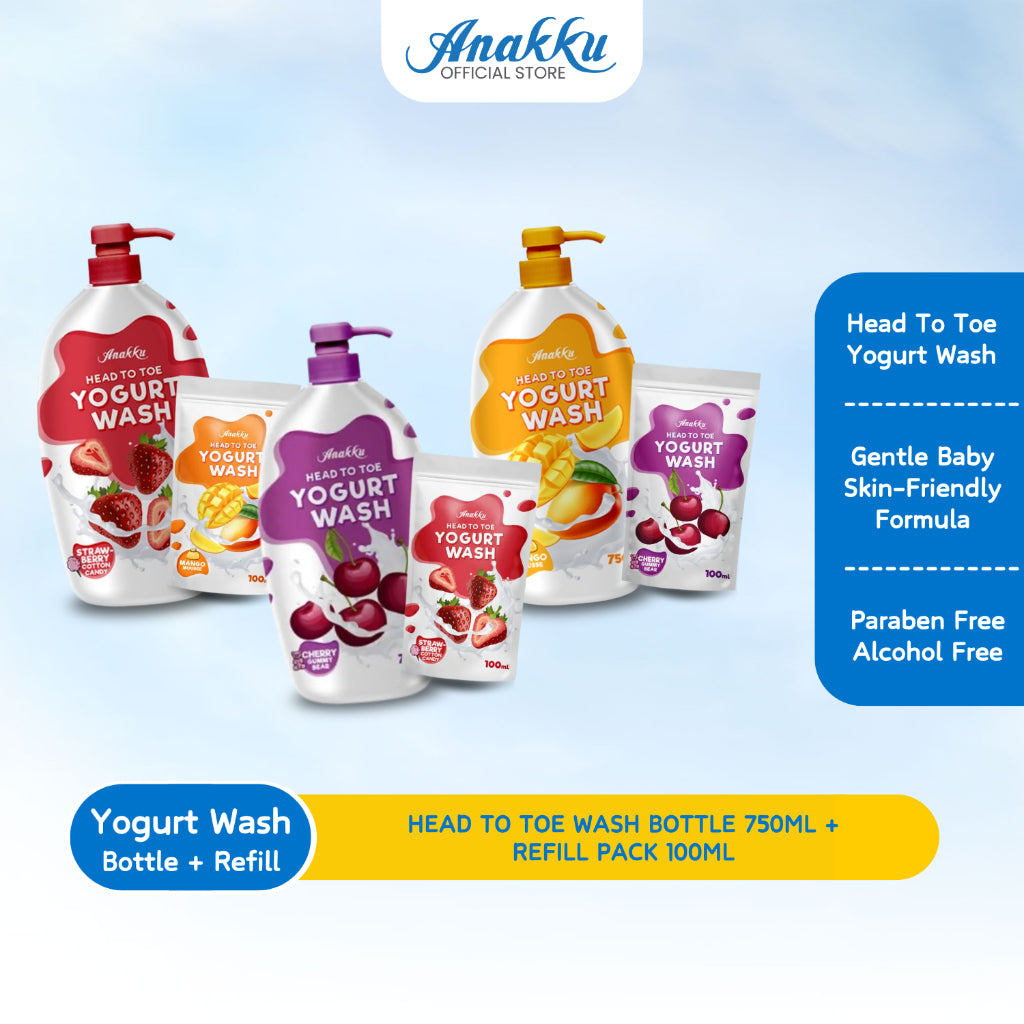 [YOGURT COMBO] Anakku Baby Head To Toe Yogurt Body Wash 750ml ( + Trial Pack 100ml) - AKBD0067