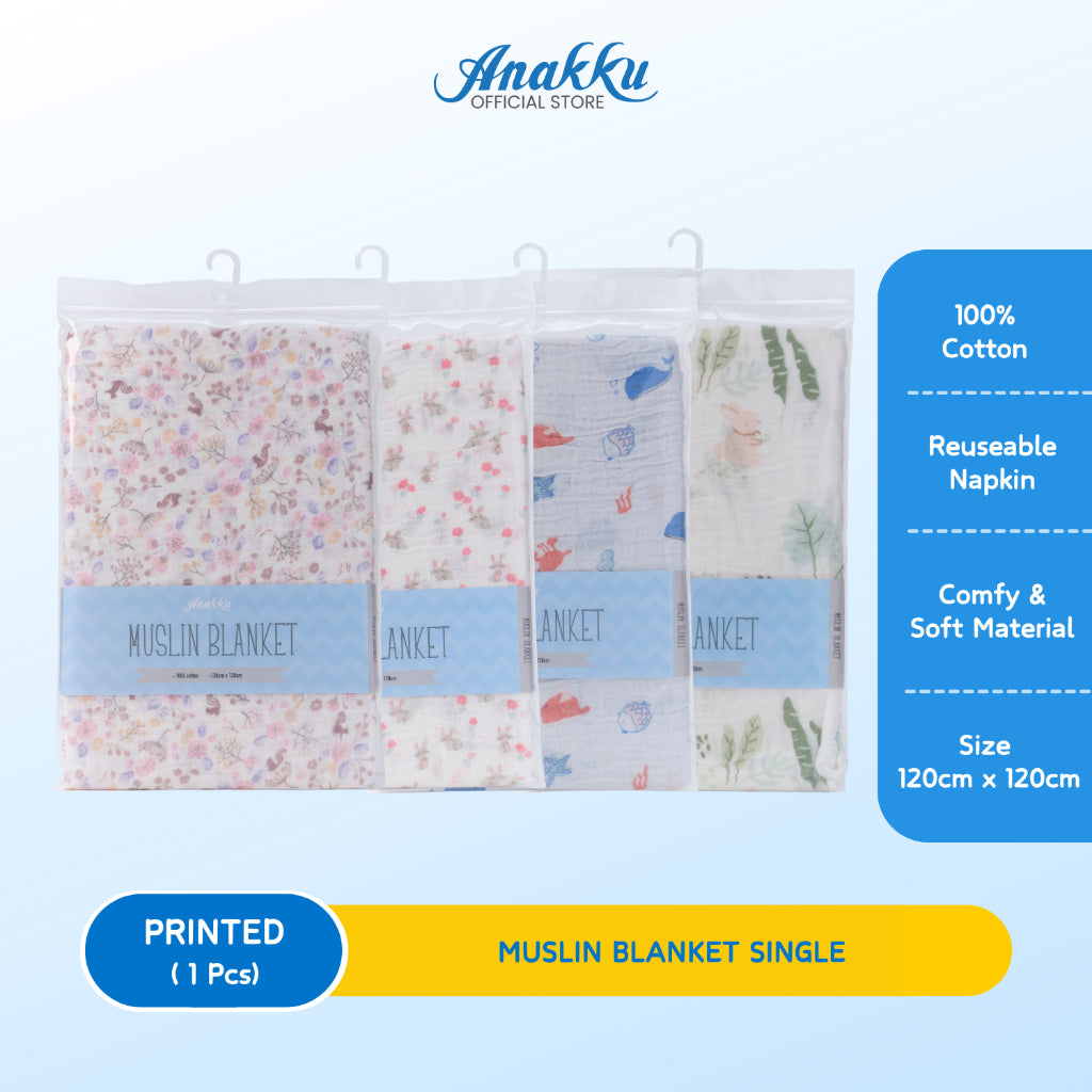 ANAKKU SELIMUT MUSLIN SATU HELAI (120CM × 120CM)