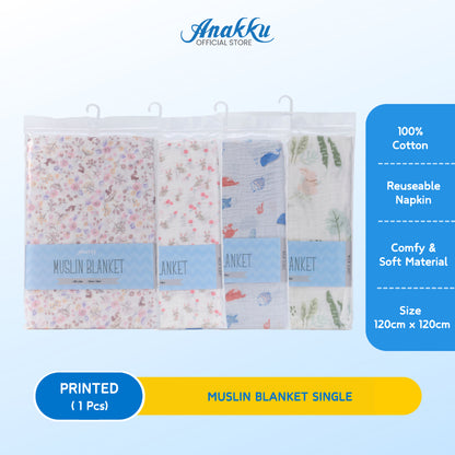 ANAKKU SELIMUT MUSLIN SATU HELAI (120CM × 120CM)