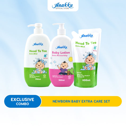 [Exclusive Combo] Anakku Newborn Baby Bath Extra Mild Head To Toe Wash With Baby Lotion AKBD0007