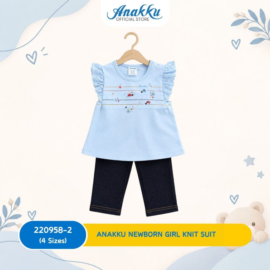 Anakku Girls Knit Suit/Set Baju & Seluar Bayi Perempuan -Top & Bottom (3 Mth to 24 Mth)