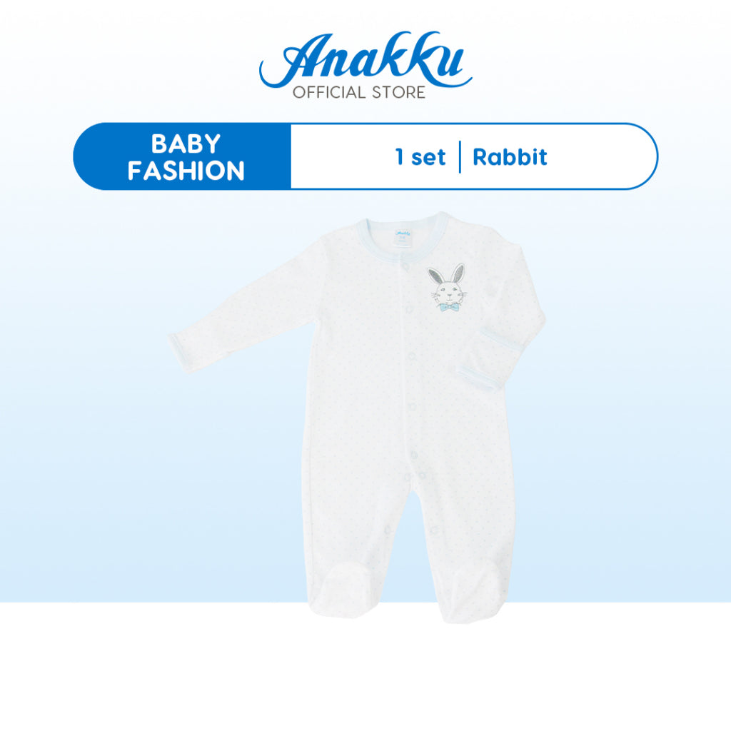 Anakku [0-12M] Newborn Baby Boy Jumpsuit Snap-on Button Long Sleeves Baju Bayi Lelaki EAK815-2