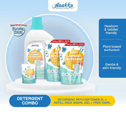 [Exclusive Combo] Anakku Detergent With Softener (2L) With Anakku Detergent With Softener Refill Pack + FREE 100ml AKBD0