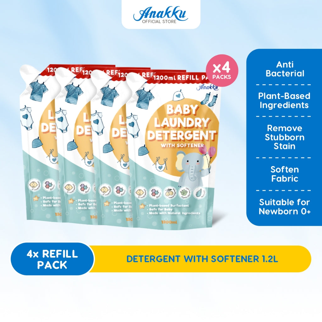 [BUNDLE DEAL] Anakku Detergent With Softener Refill Pack (1.2L x 4)  LD1200-4