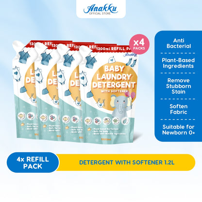 [BUNDLE DEAL] Anakku Detergent With Softener Refill Pack (1.2L x 4)  LD1200-4