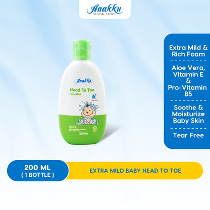 Anakku Baby Bath Extra Mild HEAD TO TOE (200ml) | Sabun Mandian Bayi HEAD TO TOE HTT200