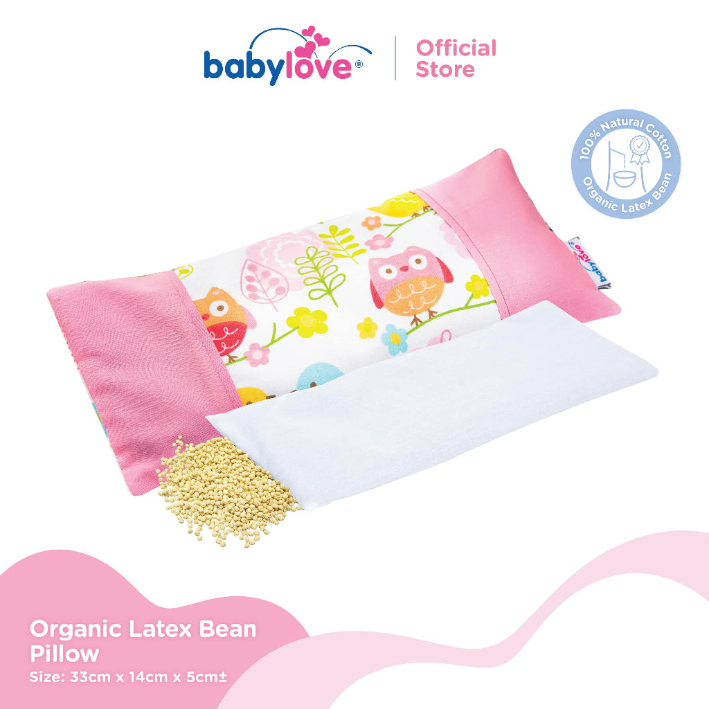 Bantal Organik Lateks Bentuk Kacang Untuk Bayi | Baby Organic Latex Bean Pillow (33cm x 14cm)