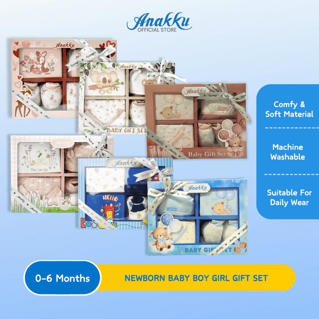 Anakku Newborn Baby Boy Gift Set [5pcs/set] Set Hadiah Bayi Lelaki [0-6 Months] 120496-1