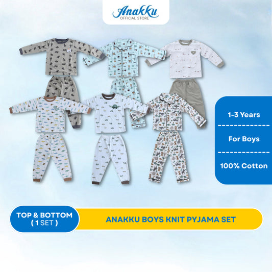 Anakku Boys Knit Pyjama Set -L/SLV Top & Long Pant( 1 yr to 3 yrs) EAK1166-4 (01 TO 04),EAK1167-4 (01 TO 02)
