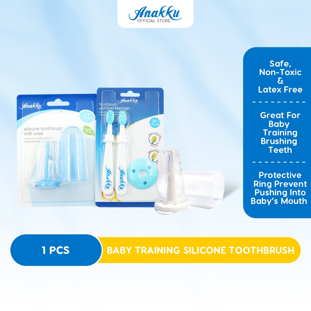 Anakku Baby Training Silicone Toothbrush Gum Massage Berus Gigi Latihan Bayi Anakku dengan Urutan Gusi Silicone 164-025
