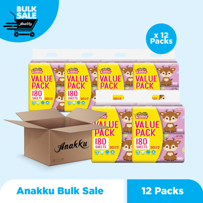 Anakku Kiddo Wet Wipes Tissue Tisu Basah 90's x 2 WT90/2-C2 x 12 Packs
