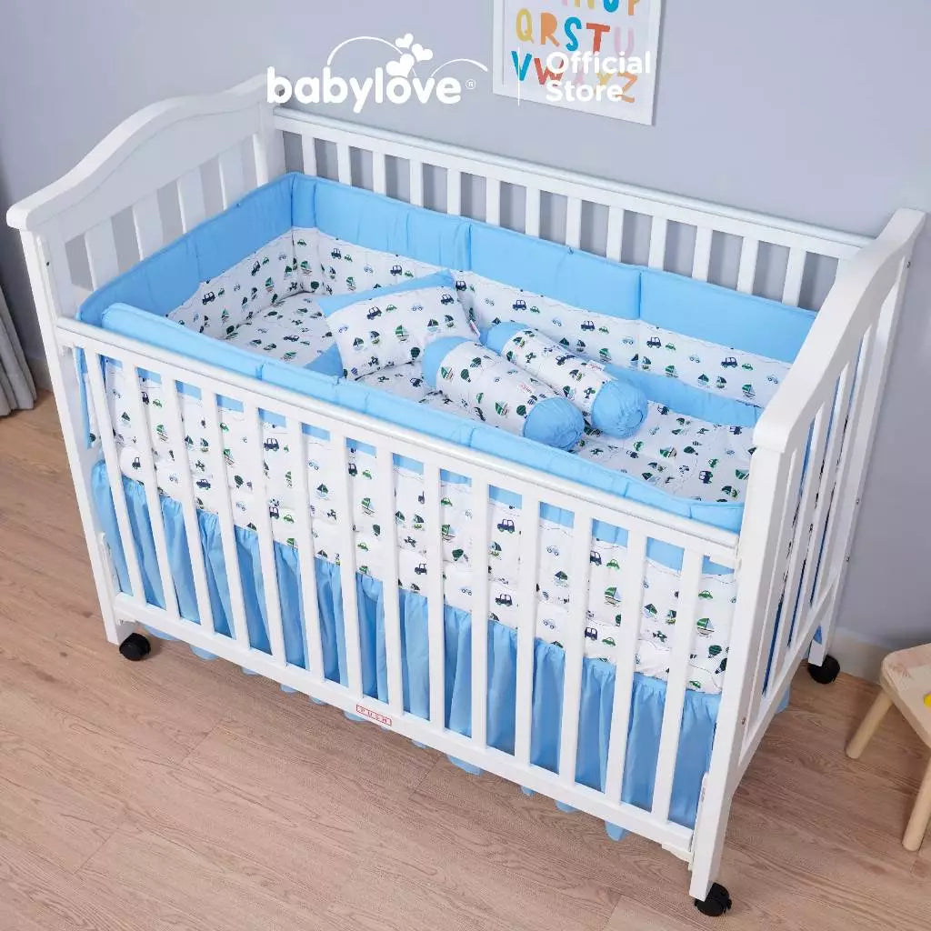 Babylove 7 dalam 1 Set Katil Bayi Premium | Set Tilam Lengkap | 7 in 1 Bedding Set (100% Cotton)