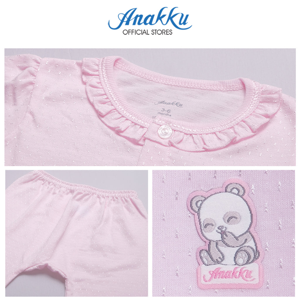 Anakku [0-12M] Newborn Baby Girl Jacquard Clothing Suit Set Baju Bayi Perempuan EAK864-2